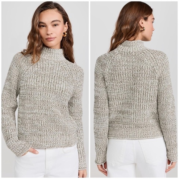Madewell Vernon Marl Cotton Mock Neck Pullover Sweater, women’s size XS - Picture 1 of 12